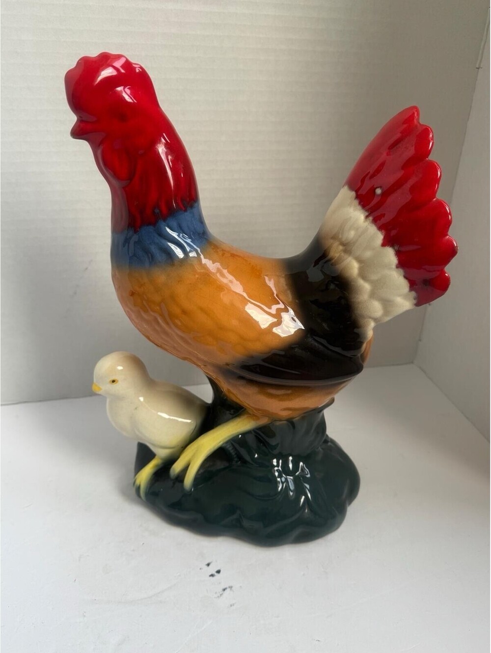 Vintage Royal Copley Rooster & Chick Figurine